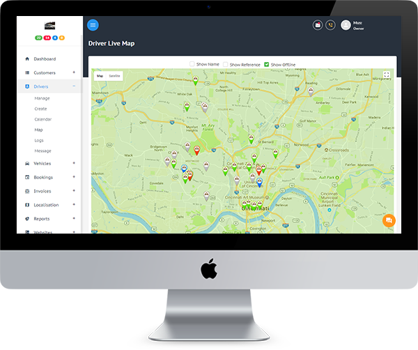 Taxi, Cab, Fleet Management Dispatch System Live Driver Map